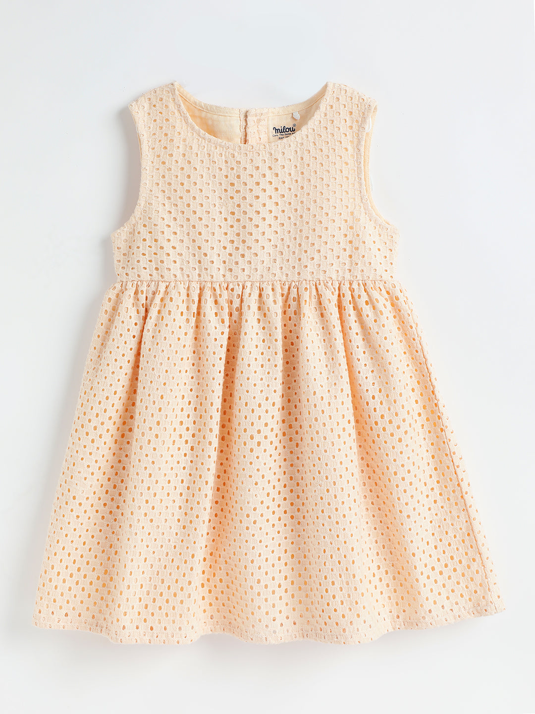 Baby Girls Peach Cotton Dress | Milou Kids