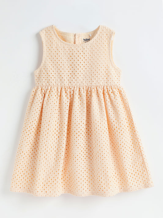 Baby Girls Peach Cotton Dress | Milou Kids