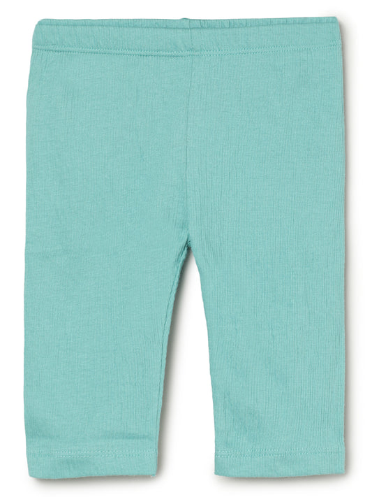 Milou Kids Cotton Solid Bio Washed Leggings for Girls -Green
