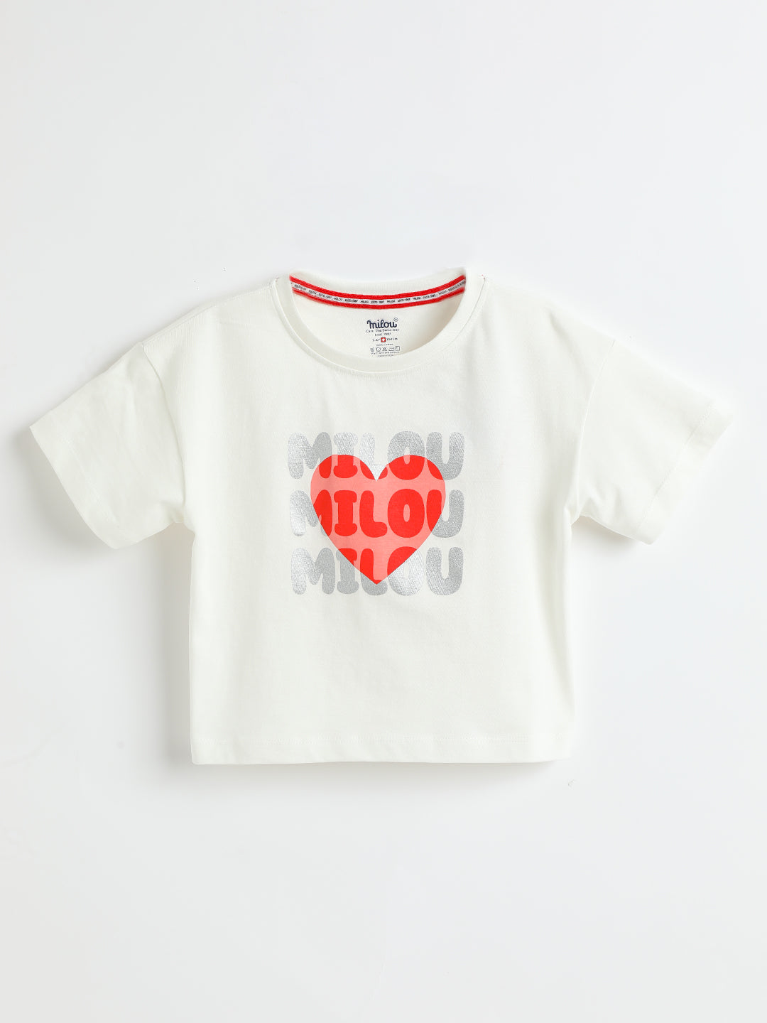 Milou Kids Cotton Bio Washed Printed Top for Girls -SUGTEE016-WH