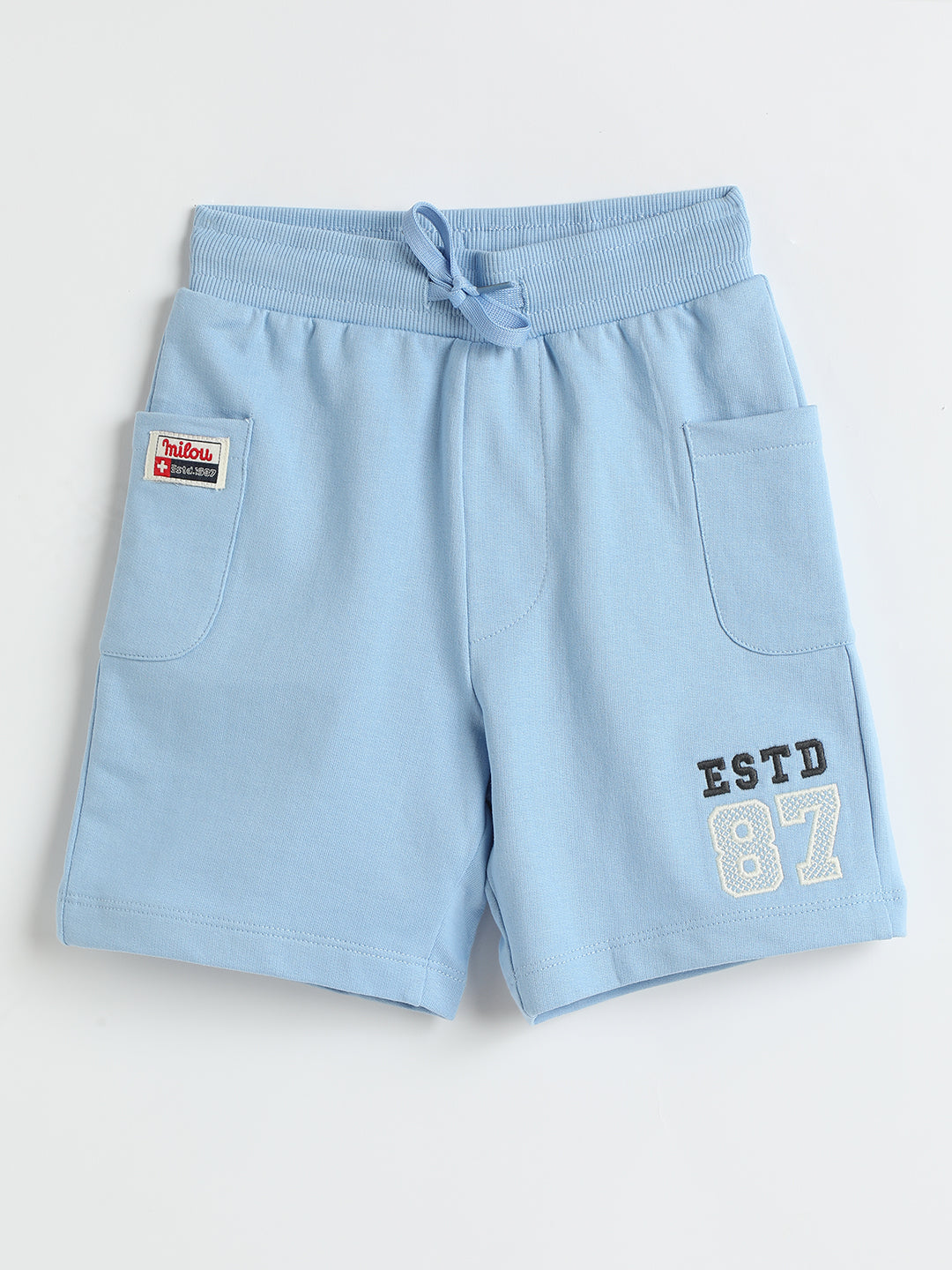 Milou Kids Cotton Solid Bio Washed Blue Coloured Shorts for Boys -SUBSHT010-BL