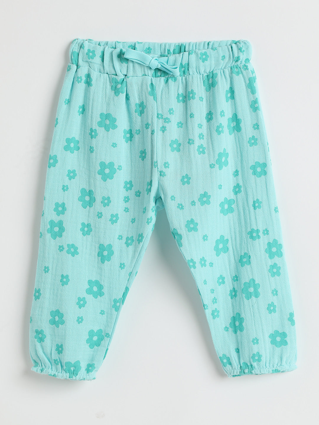 Milou Girls Printed Pull-Up Jogger Pants Mint Floral Print