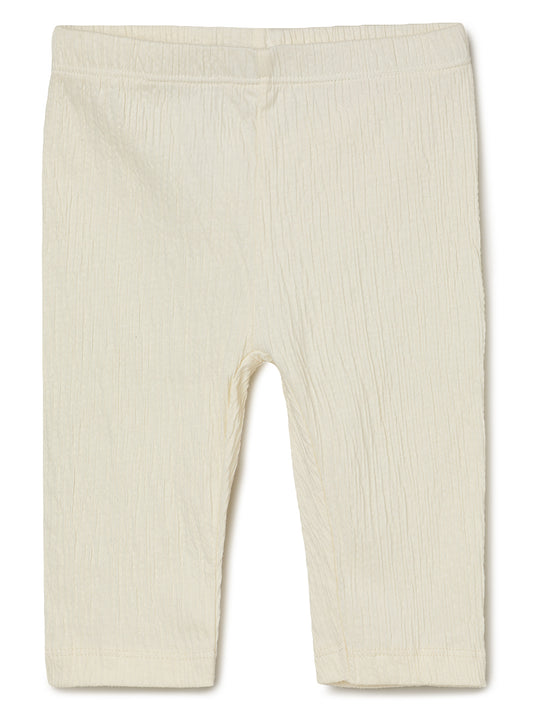 Milou Kids Cotton Solid Bio Washed Leggings for Girls -Off White