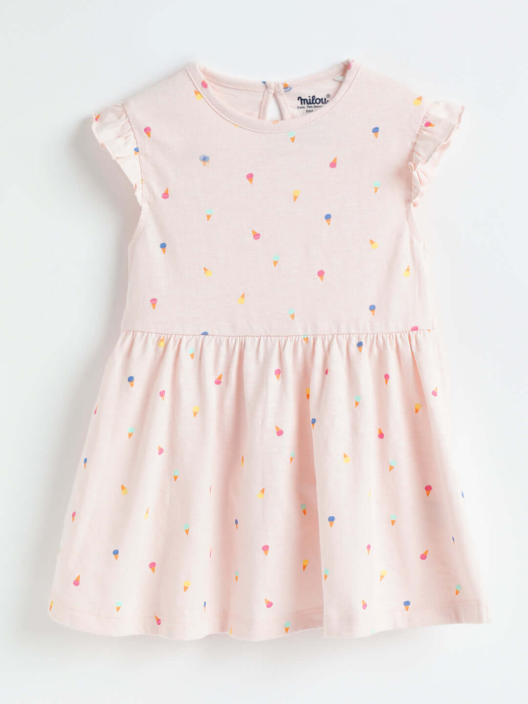 Milou Baby Girls Cotton Printed Dress Pink Print
