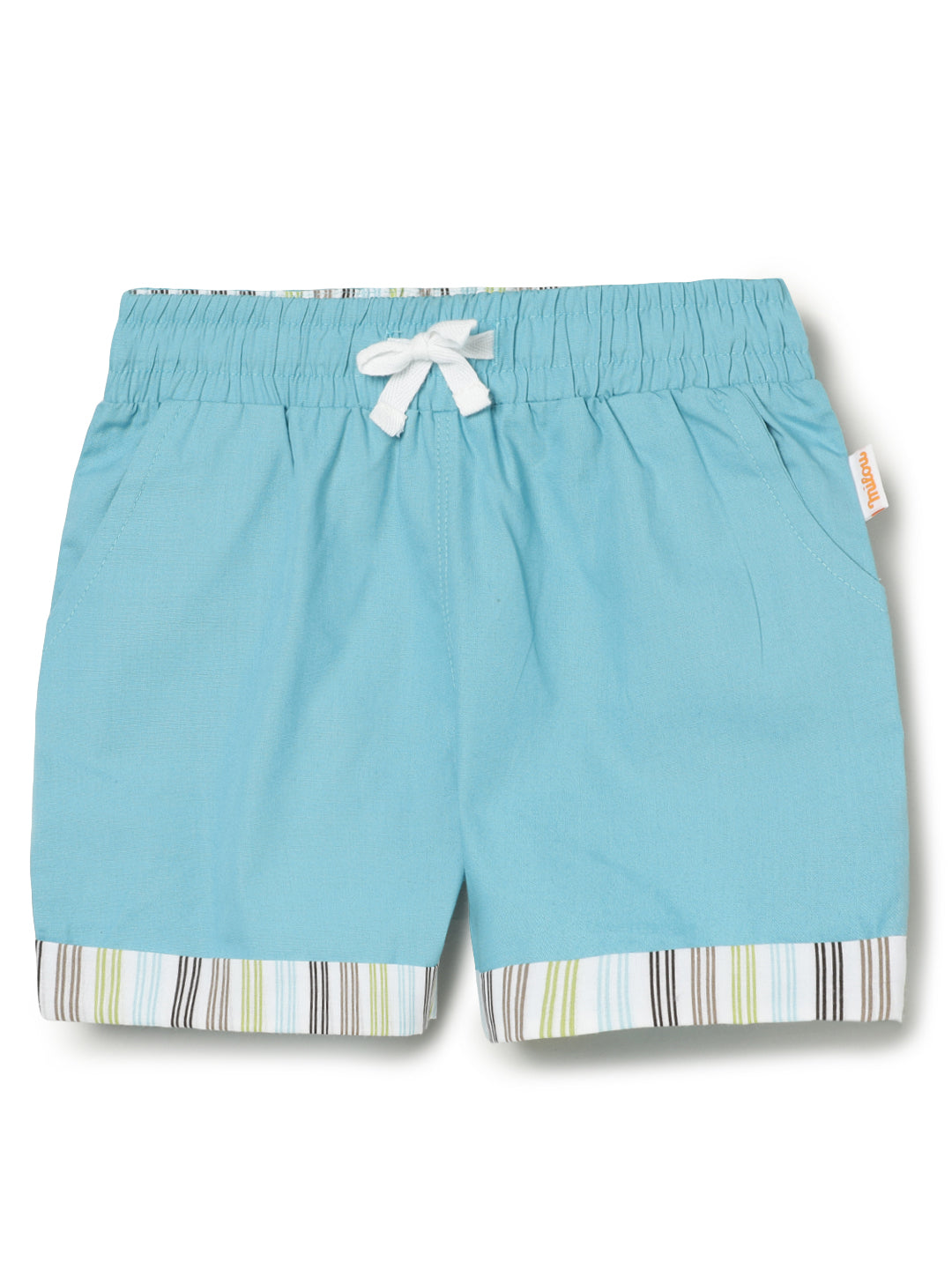 Milou Kids Cotton Solid Bio Washed Boys Shorts for Boys -Teal