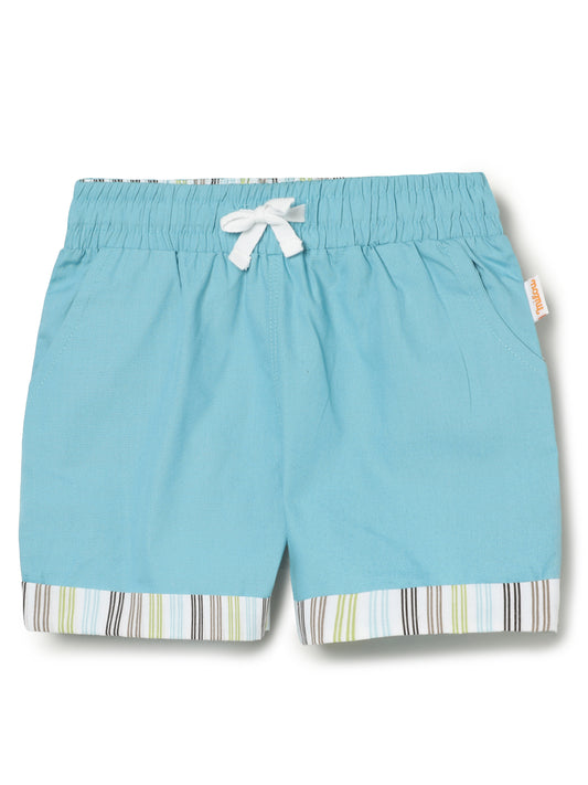 Milou Kids Cotton Solid Bio Washed Boys Shorts for Boys -Teal