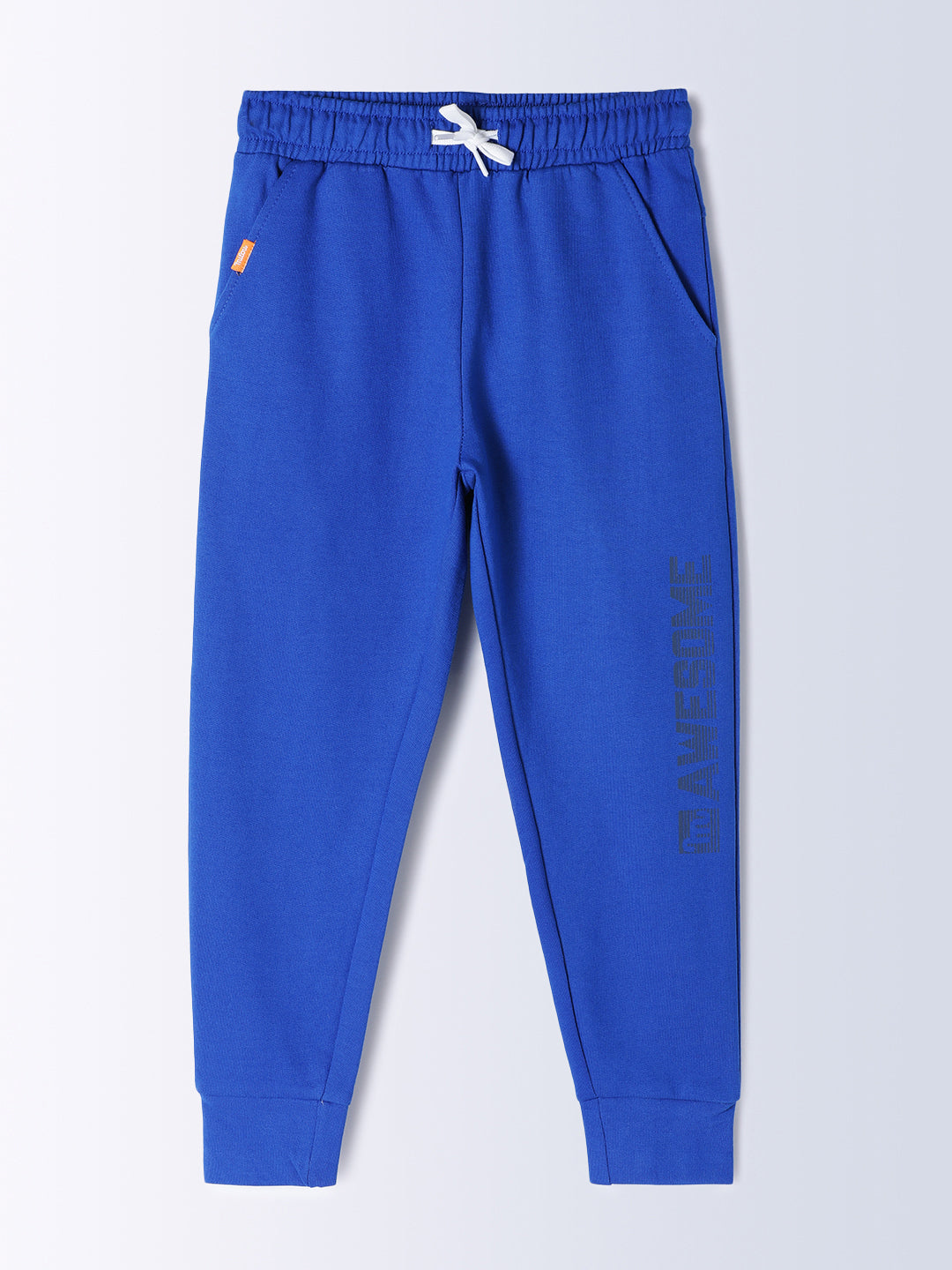Milou Kids Cotton Solid Bio Washed Joggers for Boys - Royal Blue