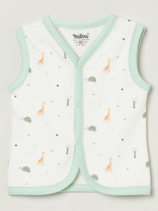 Cotton Sleeveless Bio Washed Printed Jhabla Set