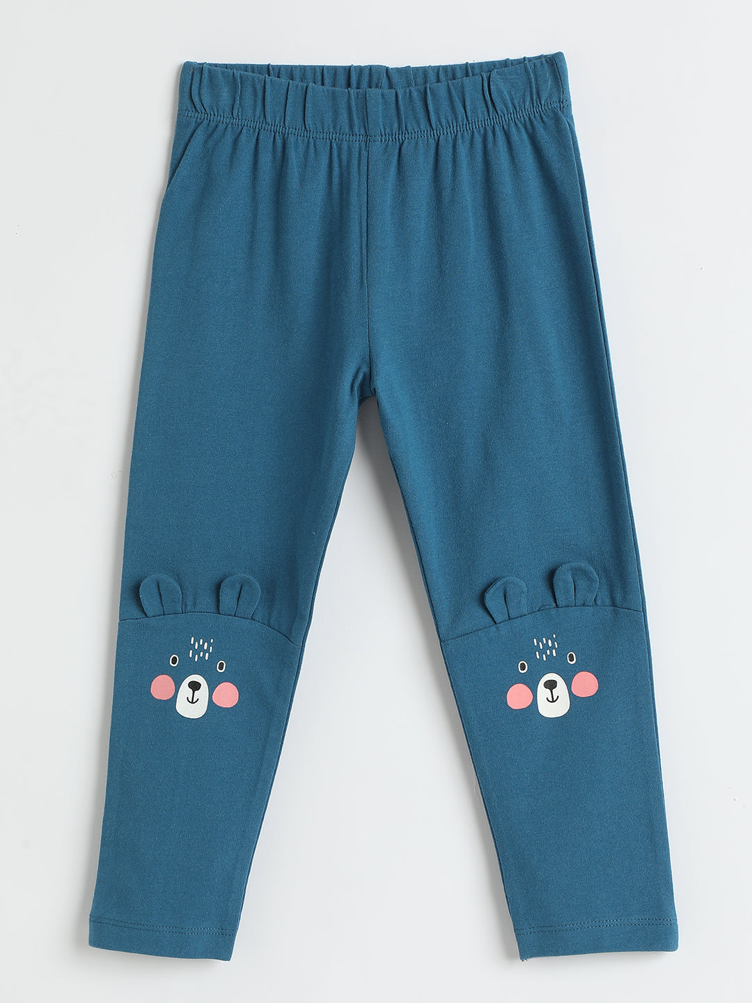 Milou Kids Cotton Solid Full Length Bio Washed Leggings for Girls TGVGLG054-MNBL