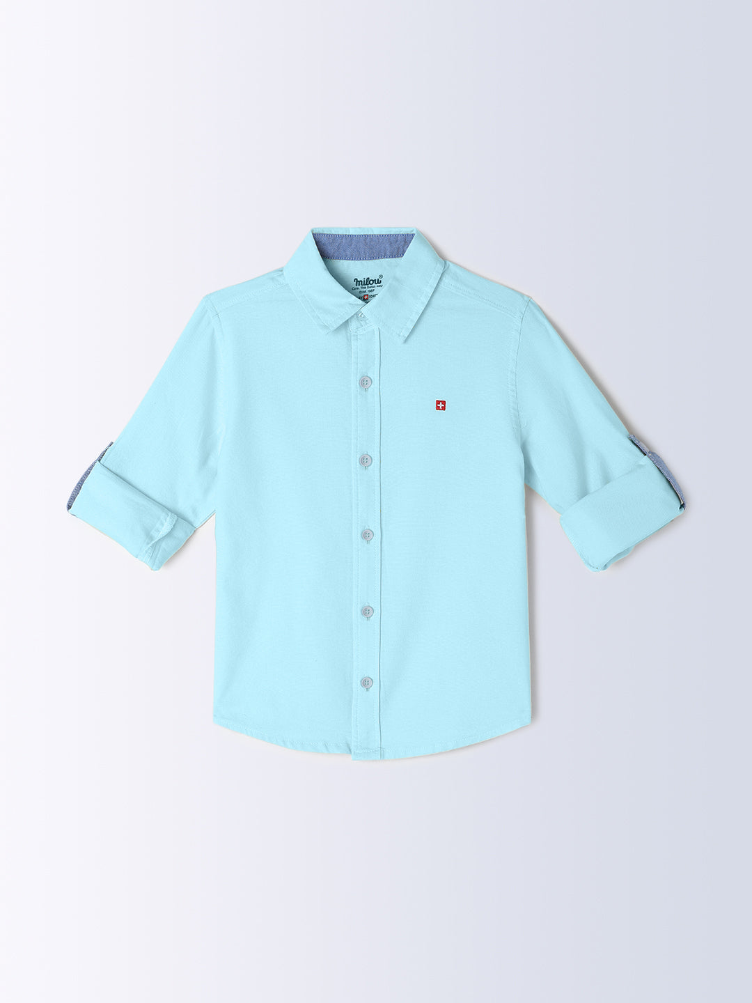Milou Kids Cotton Full Sleeves Solid Bio Washed Shirt for Boys SH-CU008