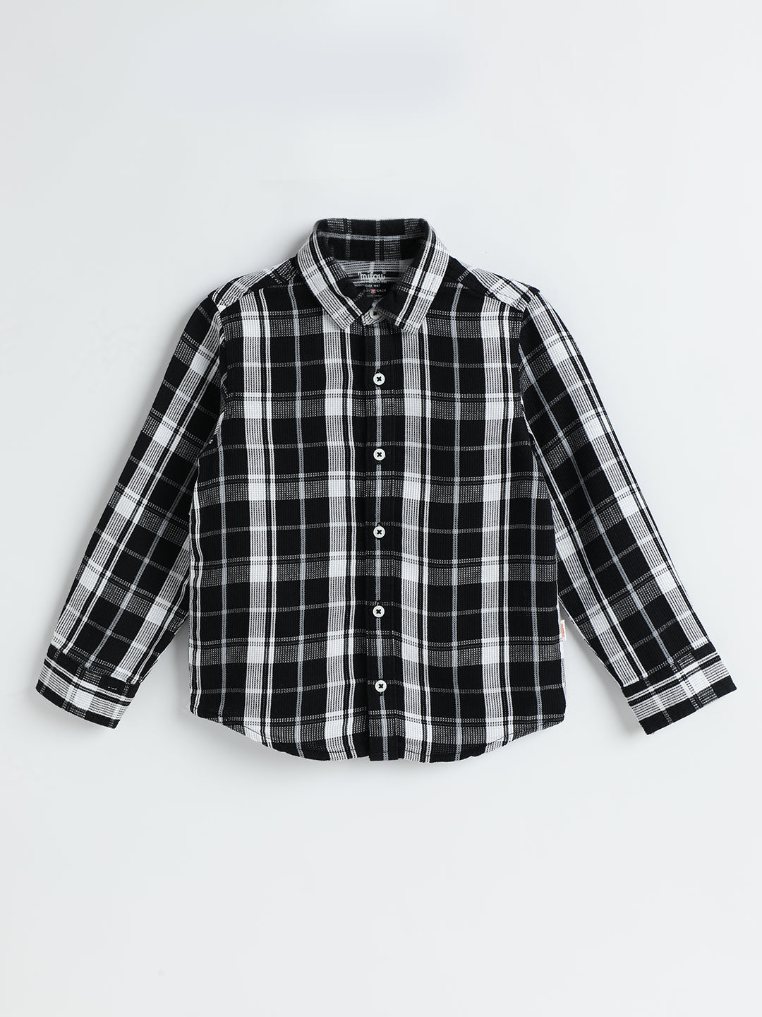 Milou Boys Full Sleeve Checked Bio-Washed Shirt Black Check