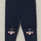 Milou Girls Cotton Printed Leggings Navy Blue Bear Print