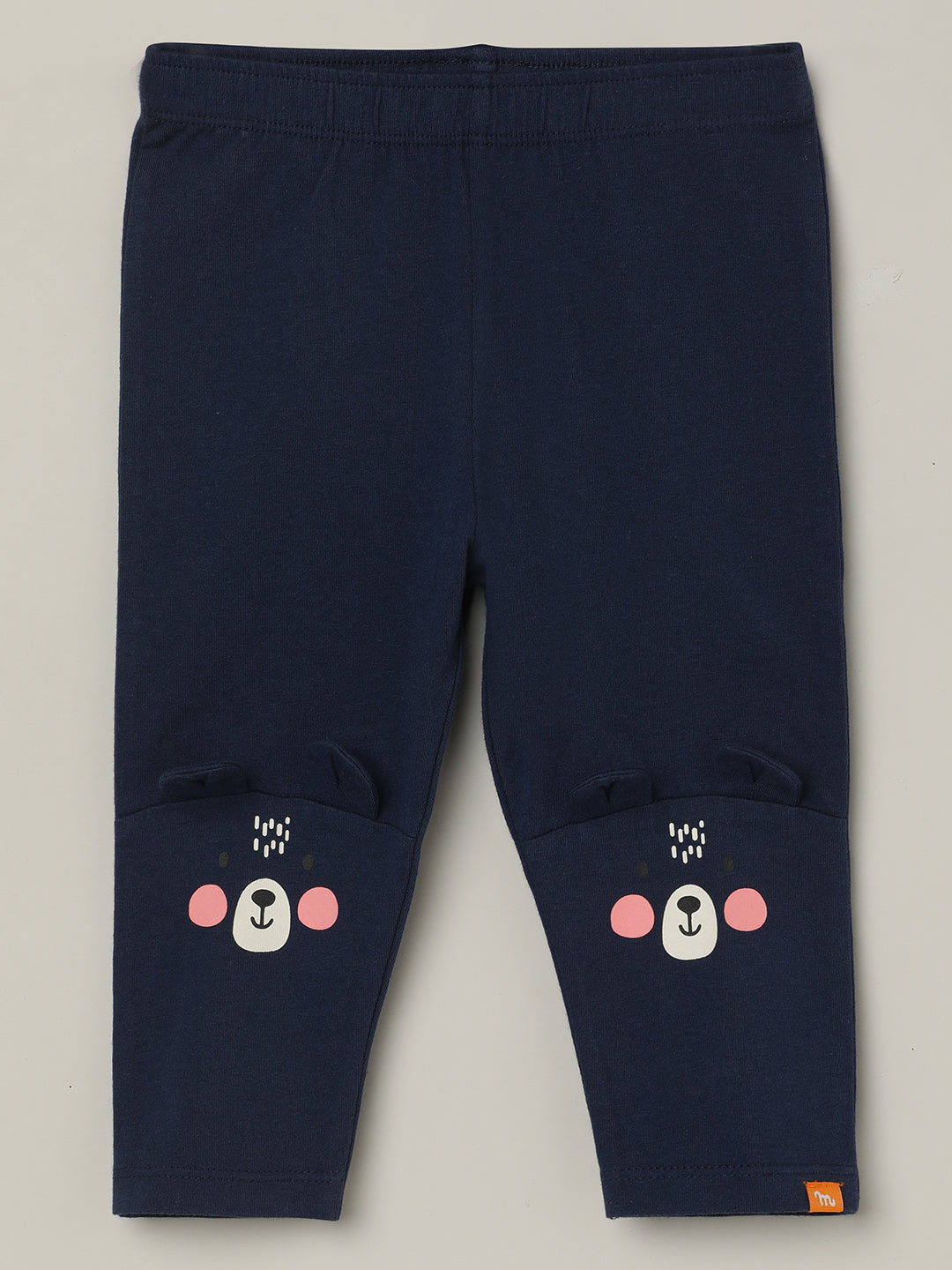 Milou Girls Cotton Printed Leggings Navy Blue Bear Print