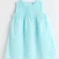 Girls Aqua Cotton Dress | Toddler Sleeveless A-Line Dress | Milou Kids
