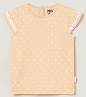 Milou Girls Top & Shorts Co-ord Set Peach Polka Dot Set