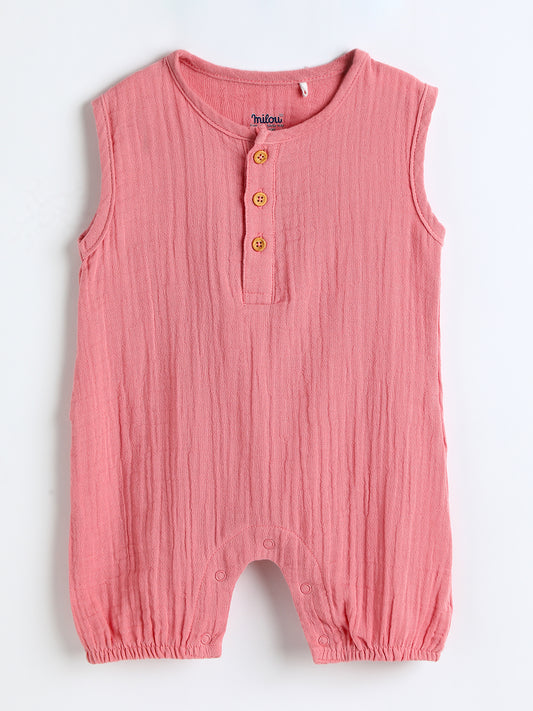 Milou Infant Unisex Cotton Romper Pink