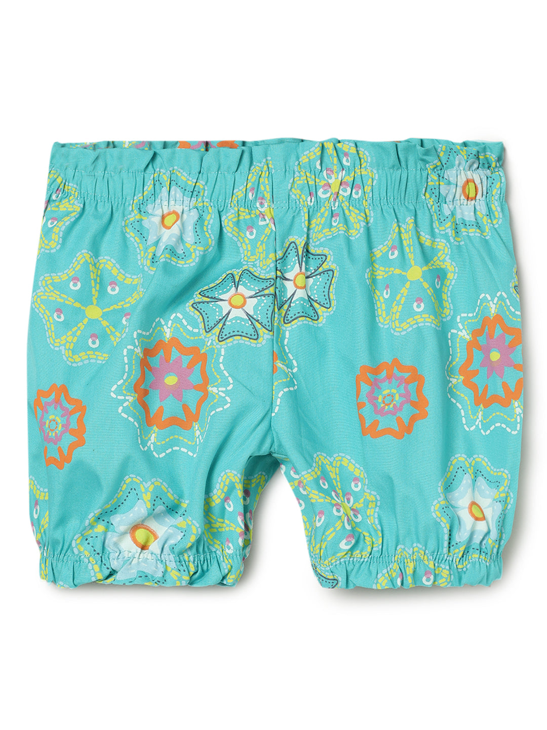 Milou Kids Cotton Bio Washed Printed Girls Shorts for Girls -Teal