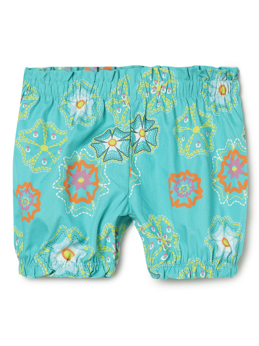 Milou Kids Cotton Bio Washed Printed Girls Shorts for Girls -Teal