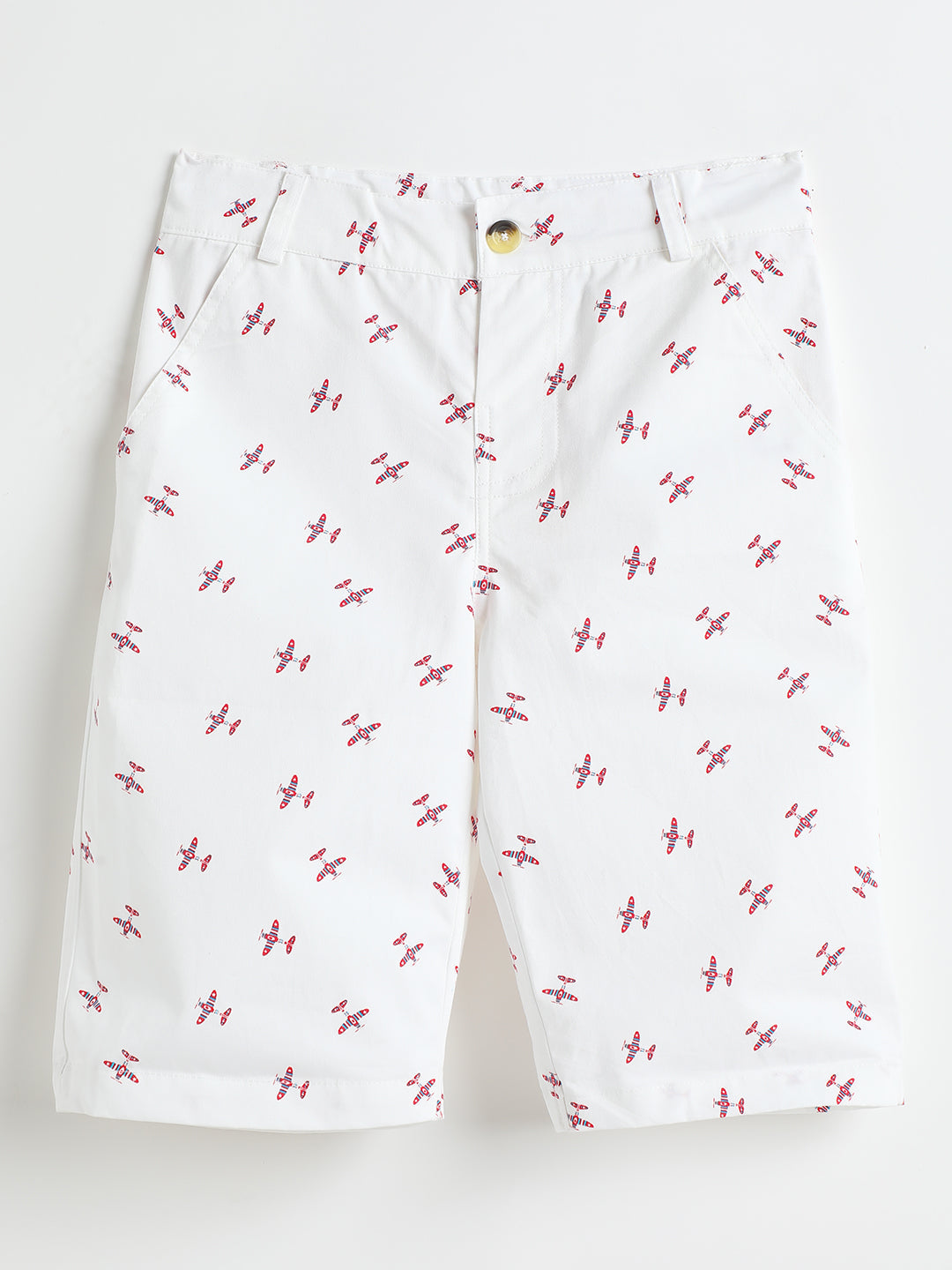 Milou Kids Cotton Printed Bio Washed white Coloured woven Shorts for Boys -TBNCSH063-WHAOP