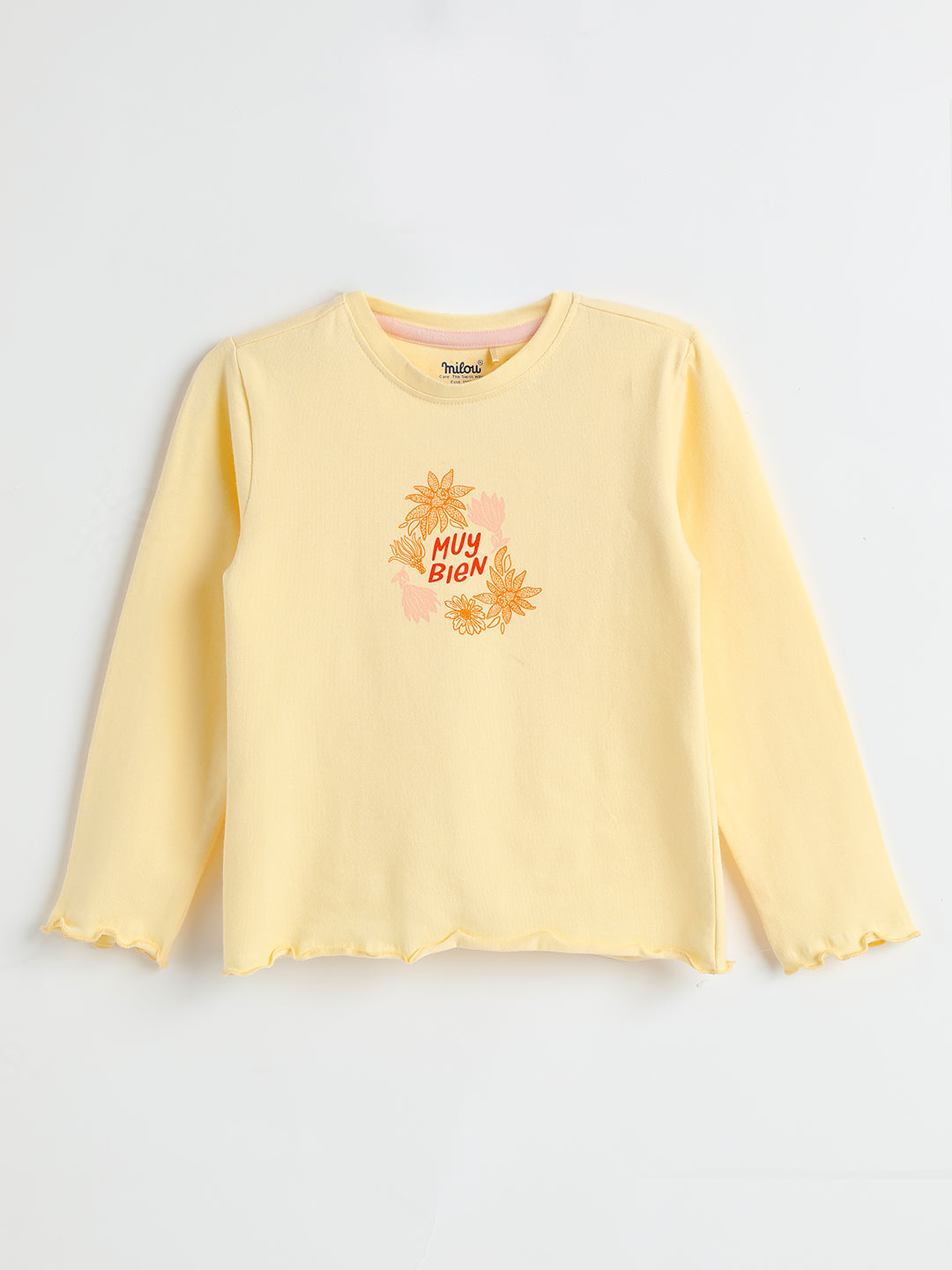 Milou Cotton Full Sleeves Bio Washed Printed T-Shirt -NPSTG007-BACR