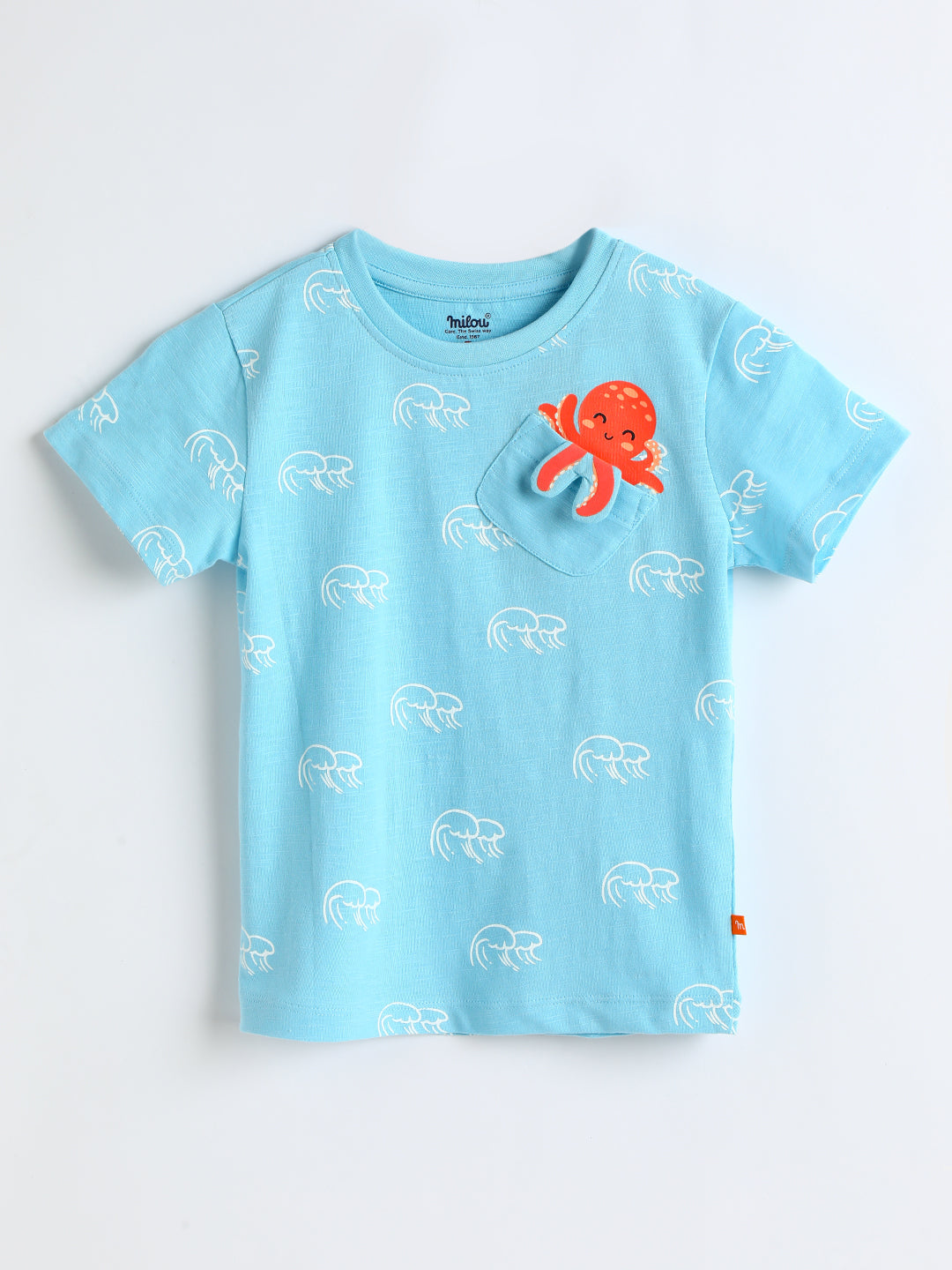 Milou Cotton Half Sleeves Bio Washed Printed T-Shirt - TBNCTEE002-PTFR