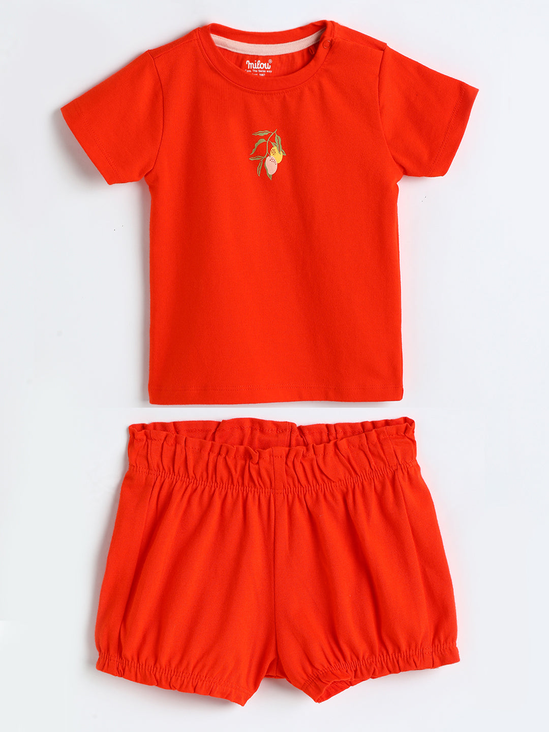 Milou Kids Cotton Solid Bio Washed Top & Shorts Co-ord Set for girls-NPSBG017-SPOR