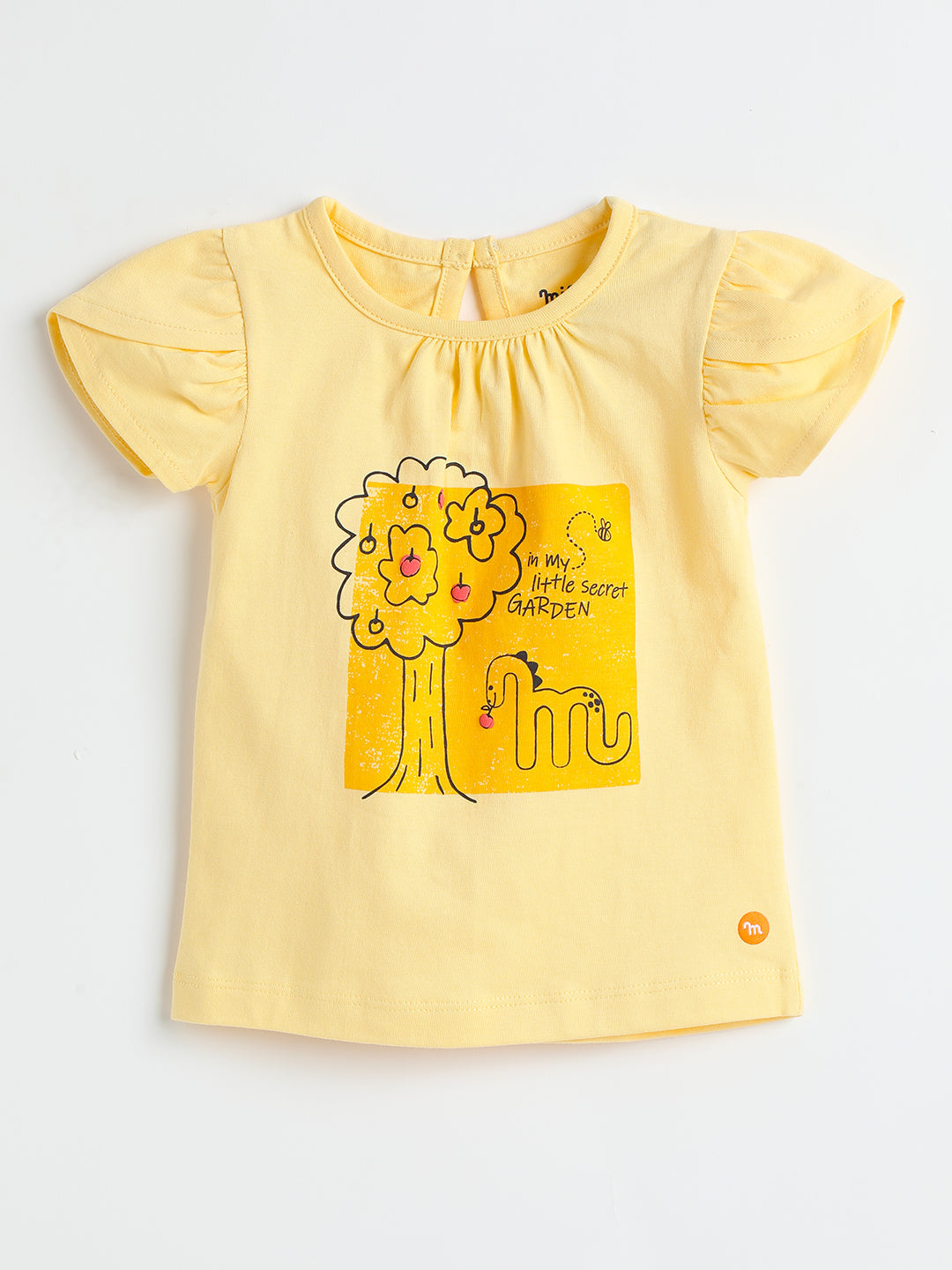 Milou Kids Cotton Bio Washed Printed Top for Girls -TGVGTS037-GLDHZ