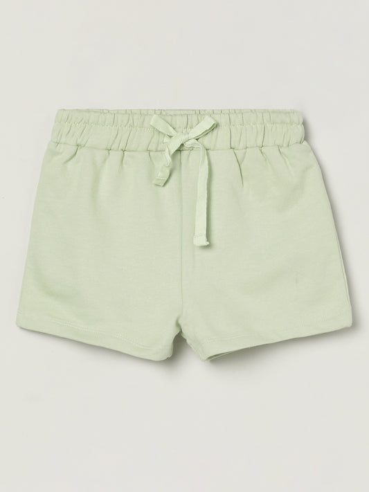 Milou Kids Cotton Solid Bio Washed Shorts for Boys - Light Green