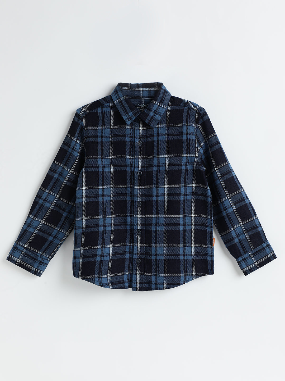 Milou Boys Full Sleeve Checked Bio-Washed Shirt Blue Check