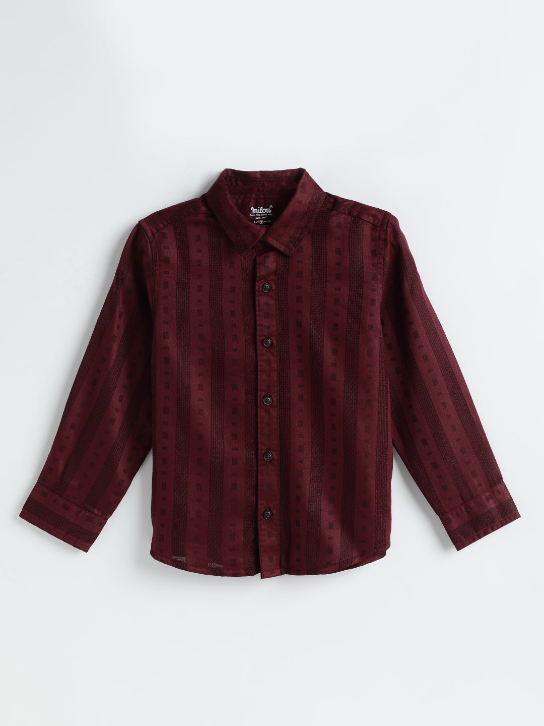 Milou Kids Cotton Full Sleeves Striped Bio Washed Shirt for Boys-SH-RE012-MR