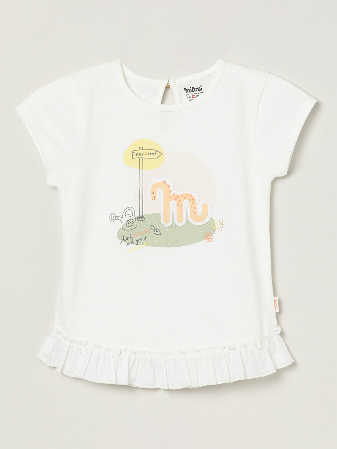 Milou Girls Cap Sleeve Top with Graphic Print