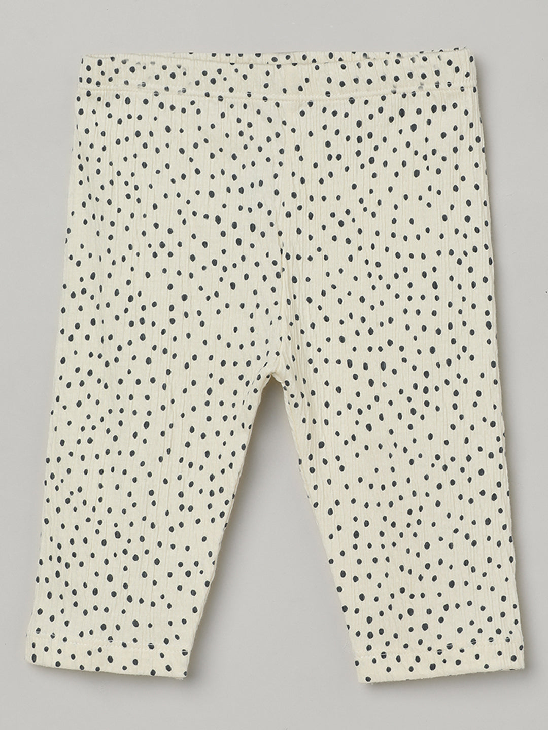 Milou Girls Cotton Bio-Washed Polka Leggings Off White