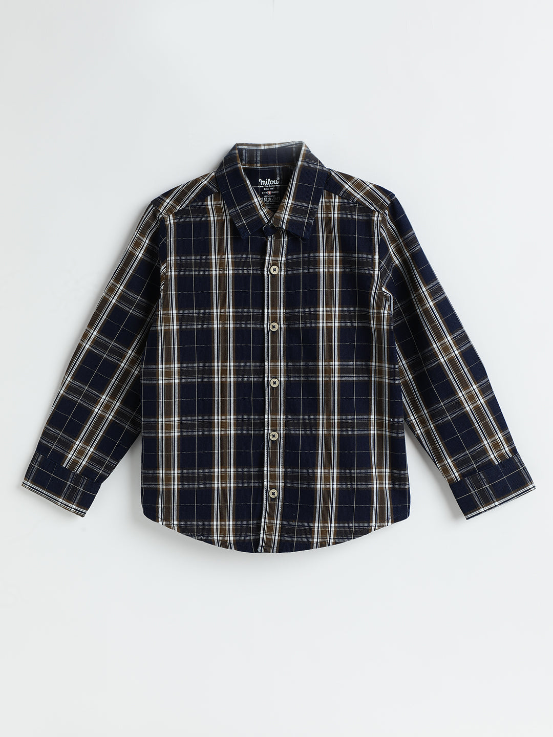 Milou Boys Cotton Full Sleeve Checked Shirt Navy Blue Check