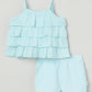 Milou Girls Flared Top & Shorts Co-ord Set Sky Blue Set