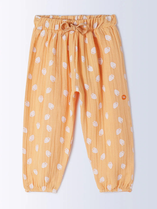Milou Kids Girls Orange Cotton Trousers