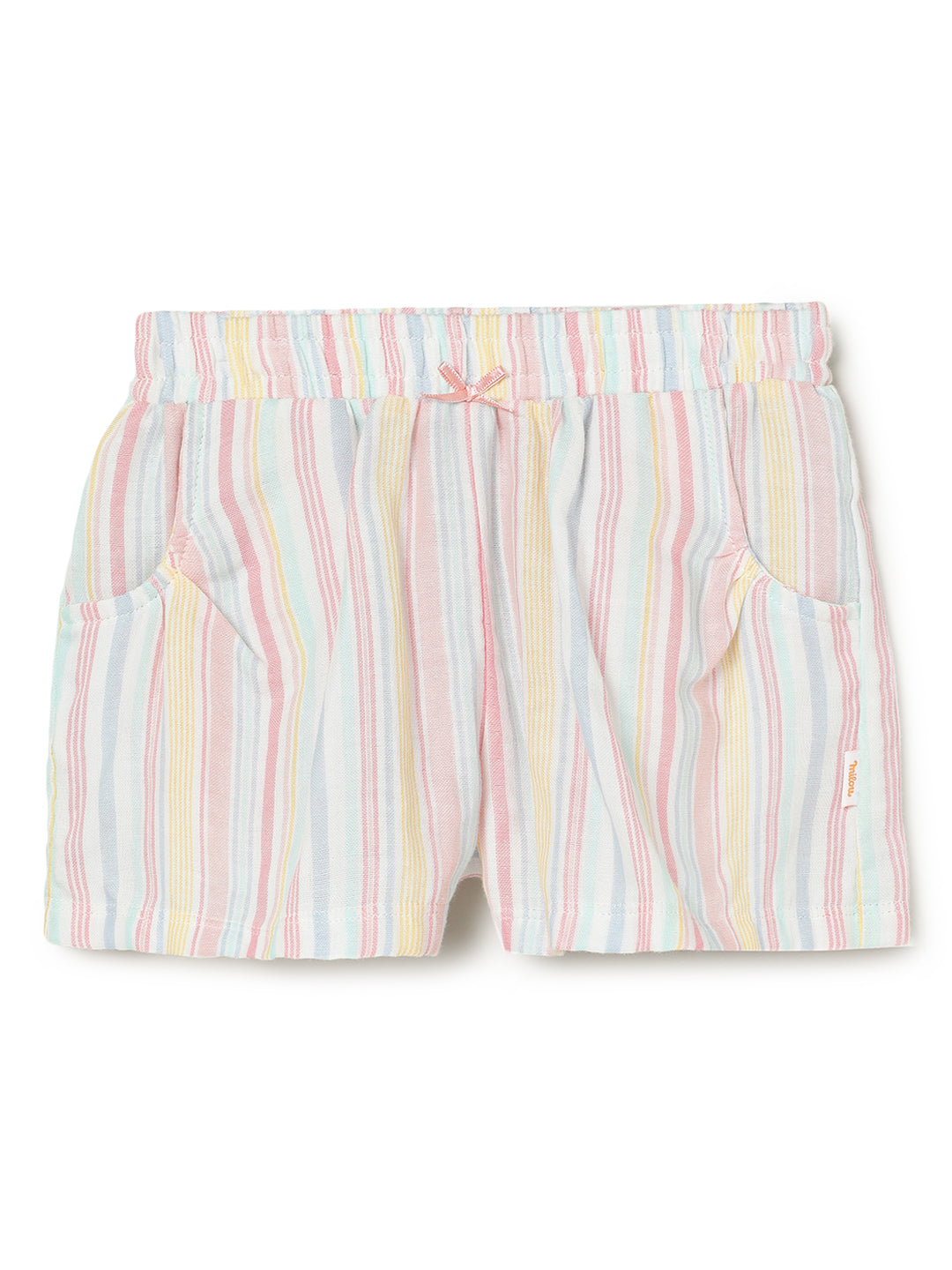 Milou Kids Cotton Bio Washed Striped Shorts for Girls -Y/D Stripes