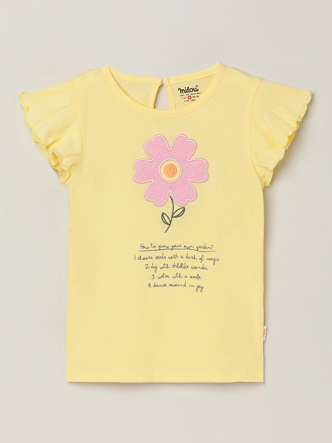 Milou Kids Cotton Bio Washed Printed T-Shirt for Girls TGVGTS038