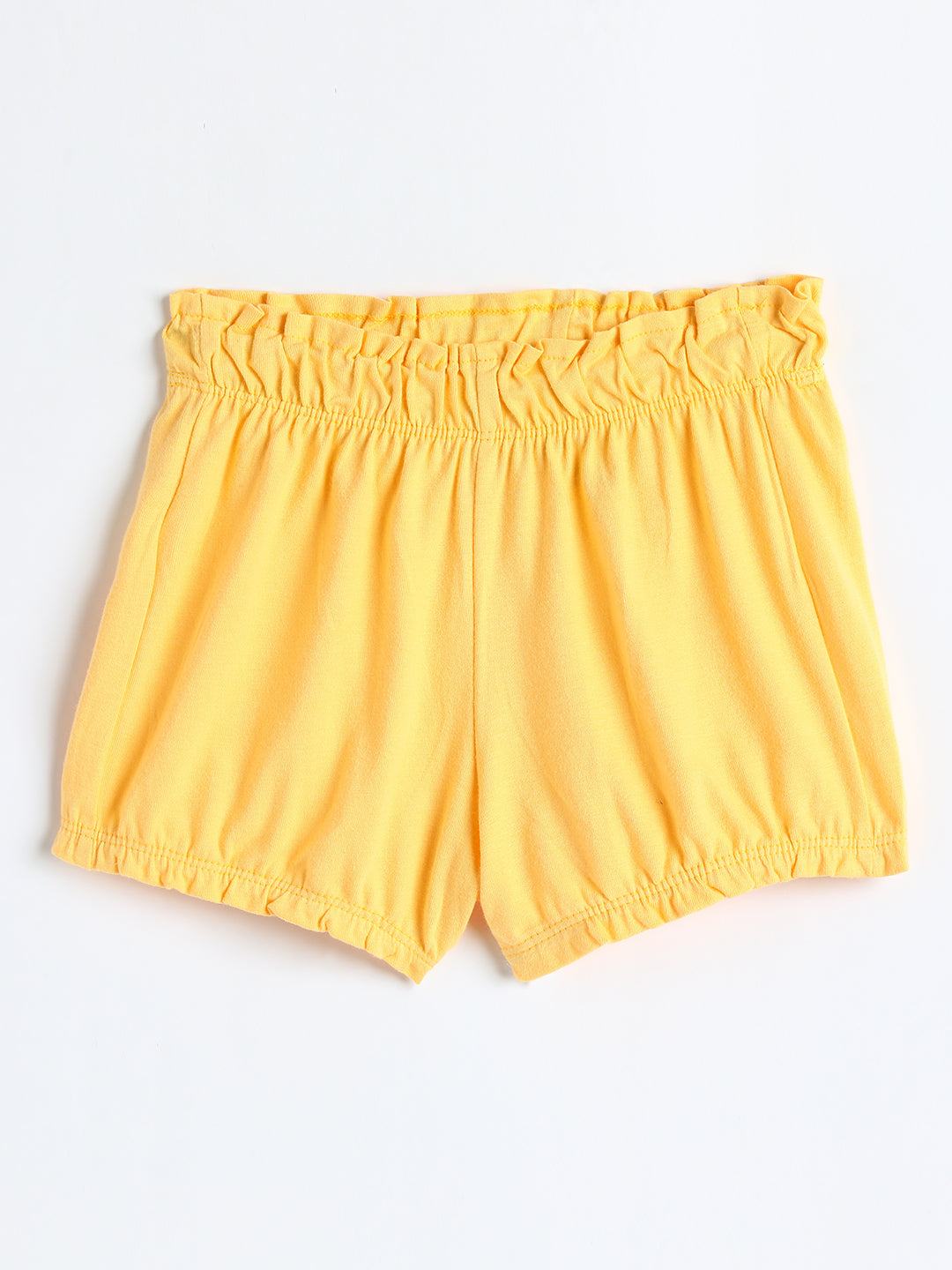 Milou Kids Cotton Solid Bio Washed Corn silk Coloured Shorts for Girls -NPSBG019-CRNSK