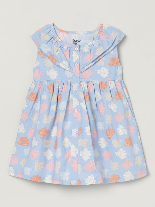 Milou Girls Blue Floral Cotton Dress