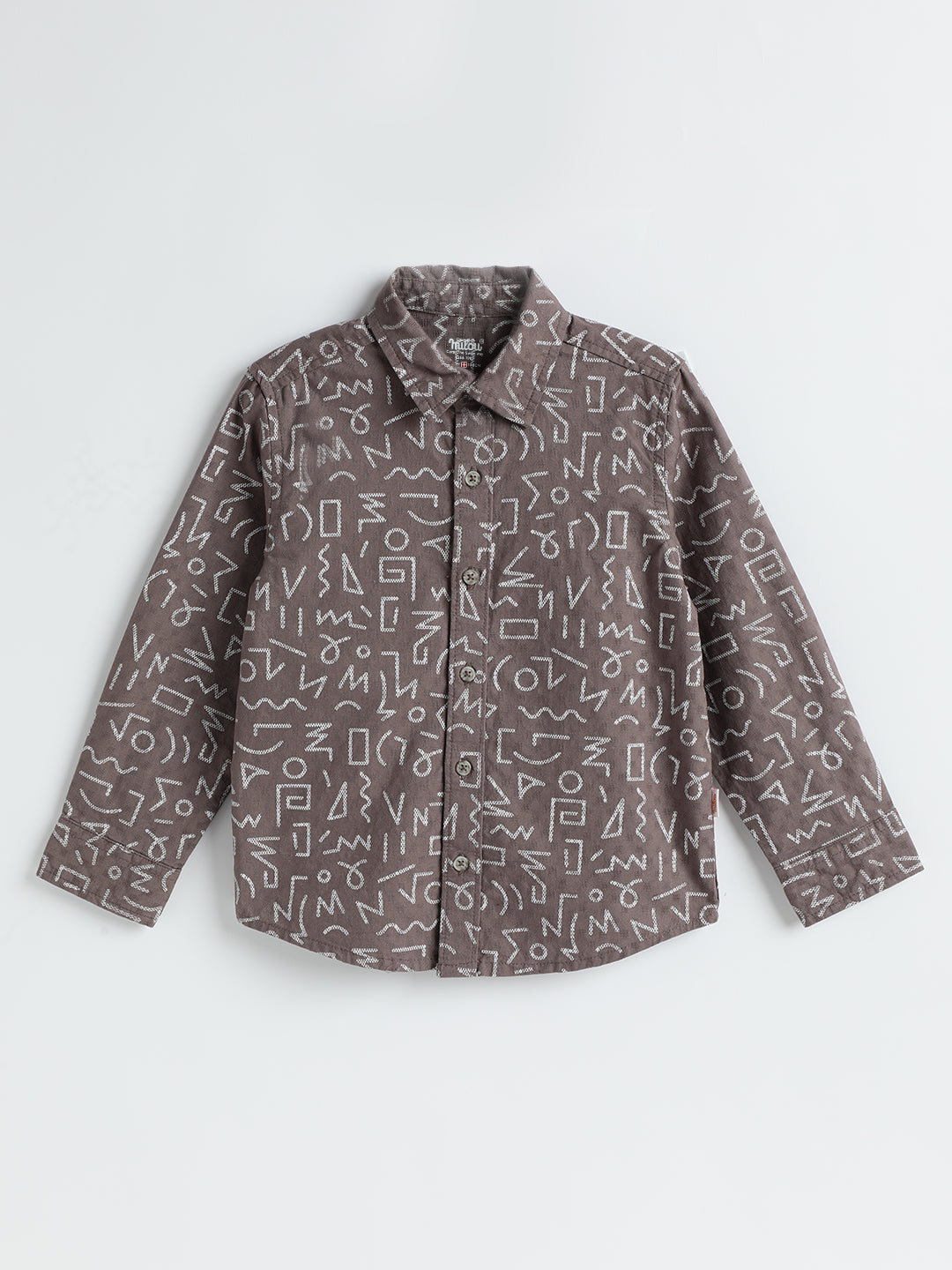 Milou Kids Cotton Full Sleeves Printed Bio Washed Shirt for Boys-SH-RE021-BR