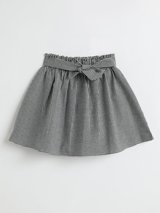 Milou Girls Black & White Cotton Skirt
