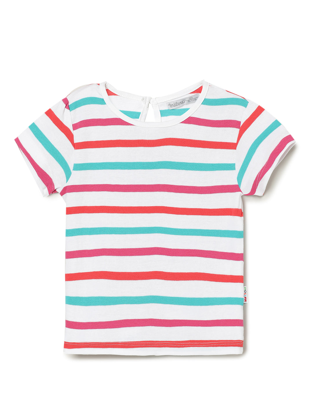 Milou Kids Cotton Bio Washed Printed T-Shirt for Girls -Multicolor