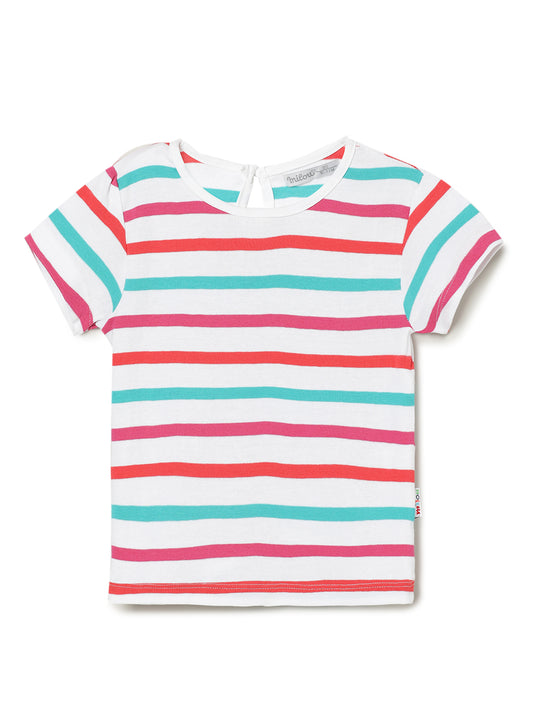 Milou Kids Cotton Bio Washed Printed T-Shirt for Girls -Multicolor