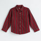 Milou Boys Cotton Full Sleeve Stripedd Bio-Washed Shirt Maroon Striped