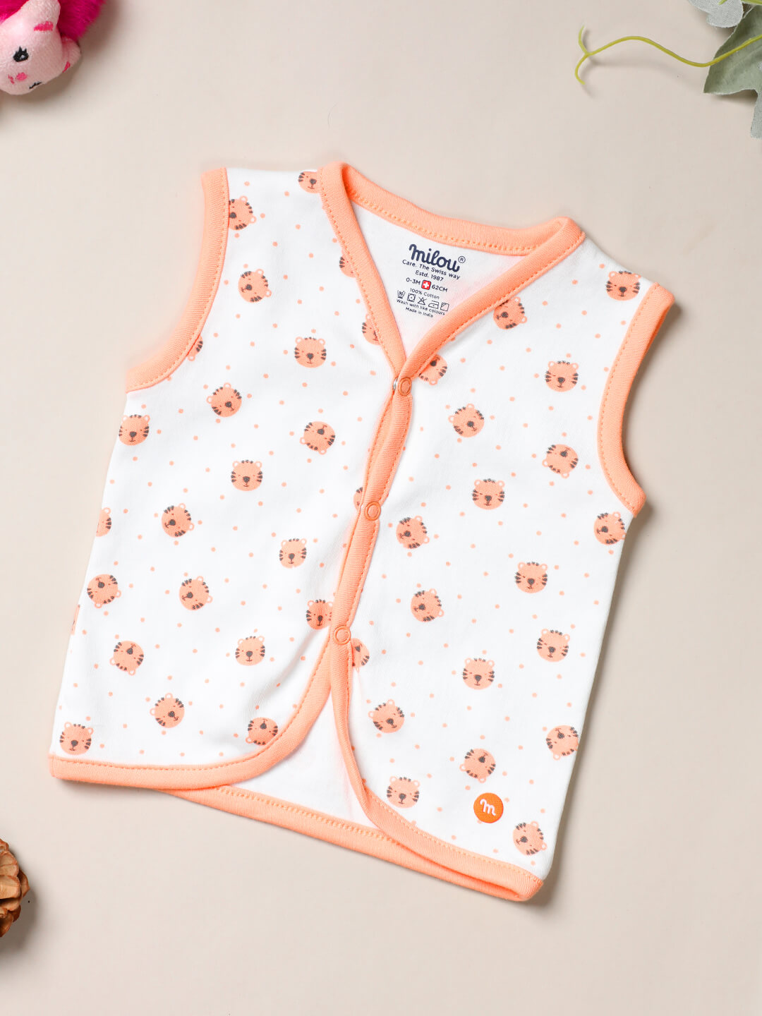 Milou New Born Unisex Cotton Sleeve less Jabala Pack of 3