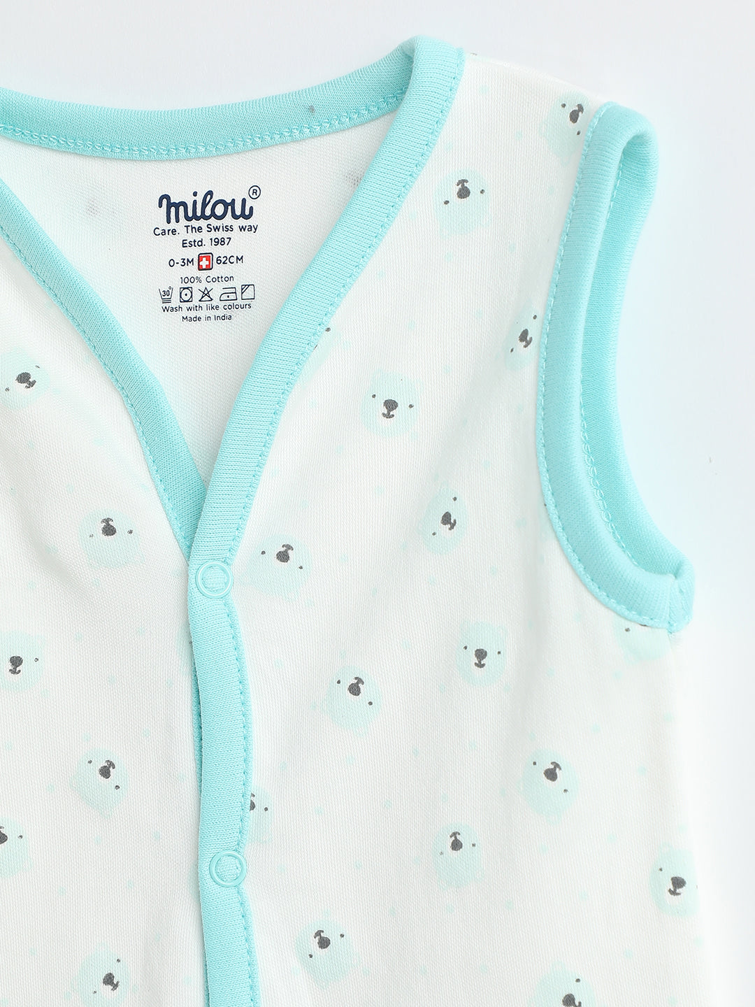 Milou Infant Cotton Bio-Washed Jabla all-over Animal prints Pack of 3