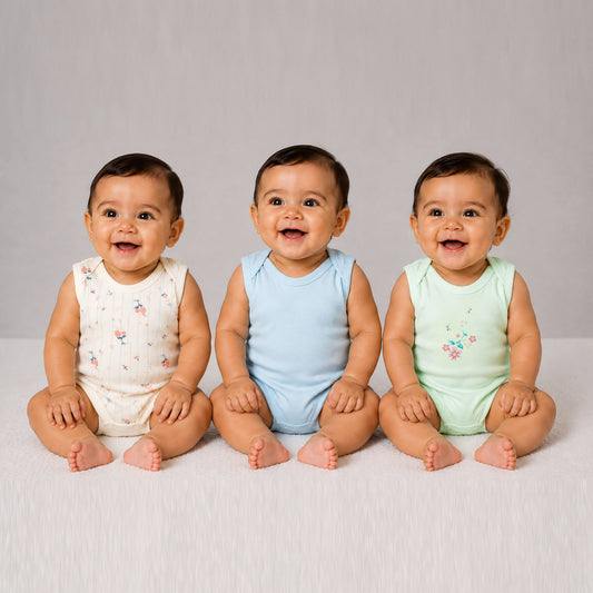 Milou Baby Cotton Sleeveless Onseie Pack of 3