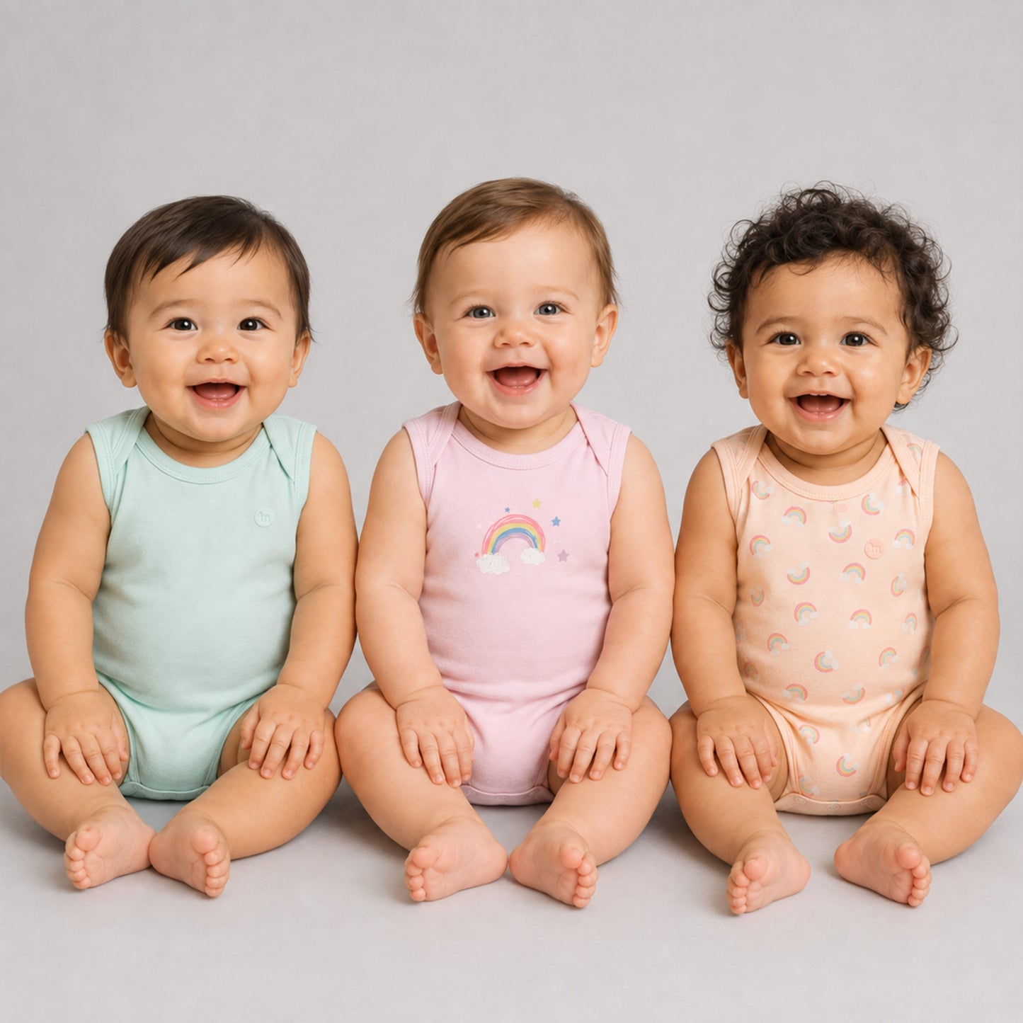 Milou Baby Cotton Sleeveless Onseie Pack of 3