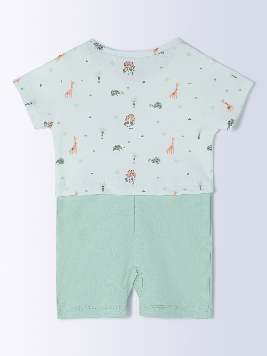 Milou Cotton Half Sleeves Bio Washed Infant Romper - Green