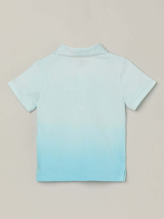Milou Boys Half Sleeve Polo Neck T-Shirt Ombre Blue